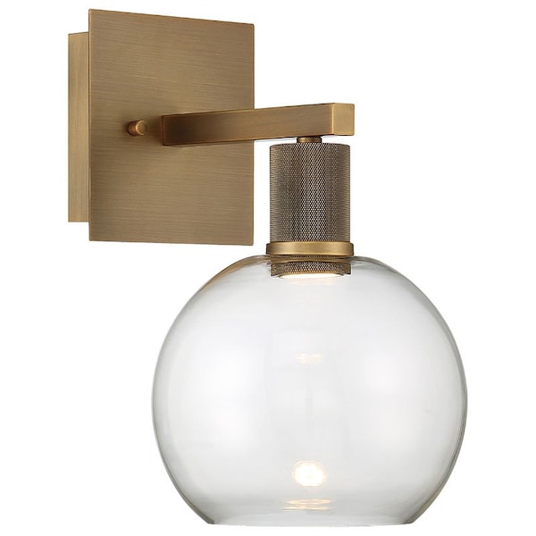 Access Lighting Port Nine Burgundy, Burgundy LED Wall Sconce, Antique Brushed Brass Finish, Clear Glass 63145LEDD-ABB/CLR - main